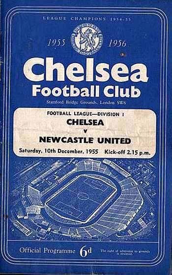 programme cover for Chelsea v Newcastle United, 10th Dec 1955