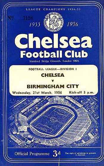 programme cover for Chelsea v Birmingham City, 21st Mar 1956