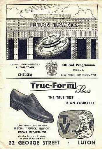 programme cover for Luton Town v Chelsea, 30th Mar 1956