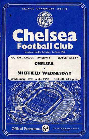 programme cover for Chelsea v Sheffield Wednesday, 19th Sep 1956