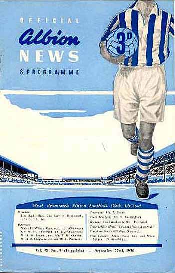 programme cover for West Bromwich Albion v Chelsea, Saturday, 22nd Sep 1956