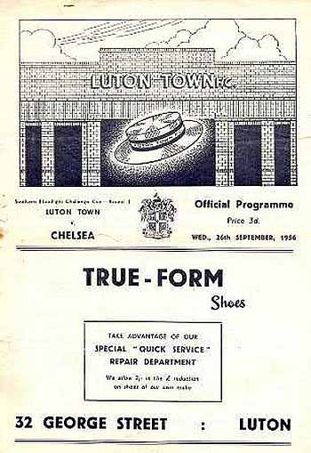 programme cover for Luton Town v Chelsea, Wednesday, 26th Sep 1956