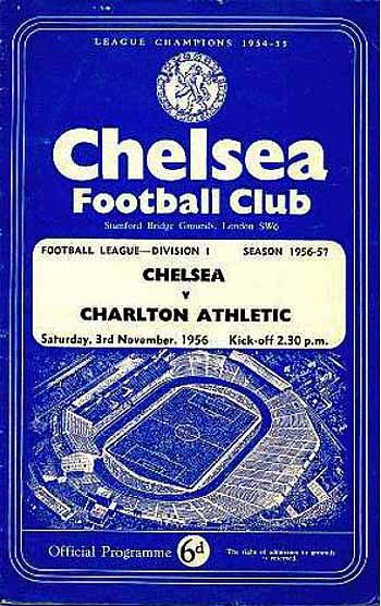 programme cover for Chelsea v Charlton Athletic, 3rd Nov 1956