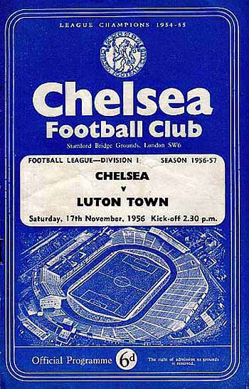 programme cover for Chelsea v Luton Town, 17th Nov 1956