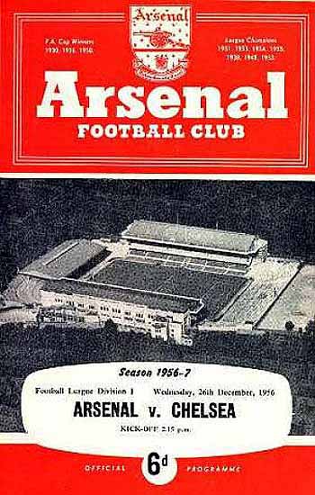 programme cover for Arsenal v Chelsea, 26th Dec 1956
