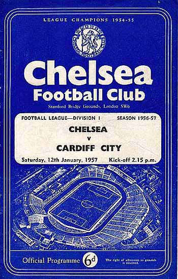 programme cover for Chelsea v Cardiff City, 12th Jan 1957