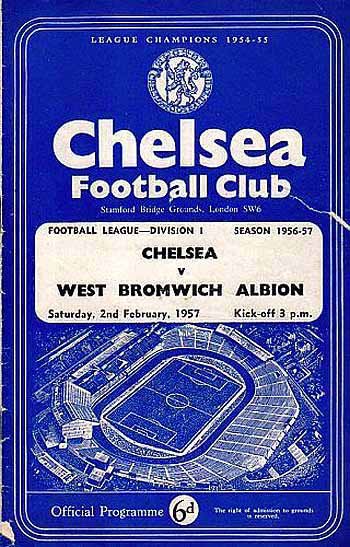 programme cover for Chelsea v West Bromwich Albion, 2nd Feb 1957