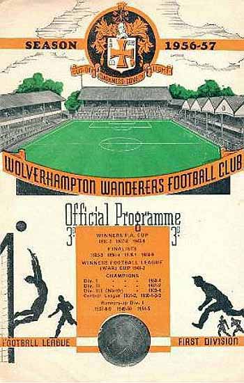 programme cover for Wolverhampton Wanderers v Chelsea, 2nd Mar 1957