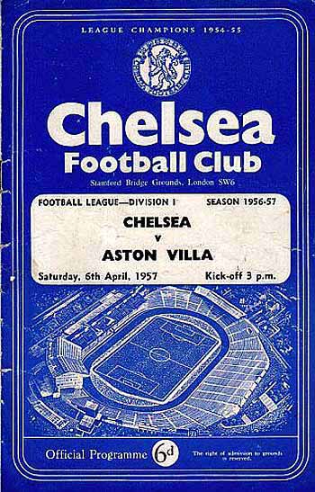 programme cover for Chelsea v Aston Villa, 6th Apr 1957