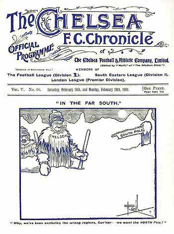programme cover for Chelsea v Blackburn Rovers, Saturday, 26th Feb 1910