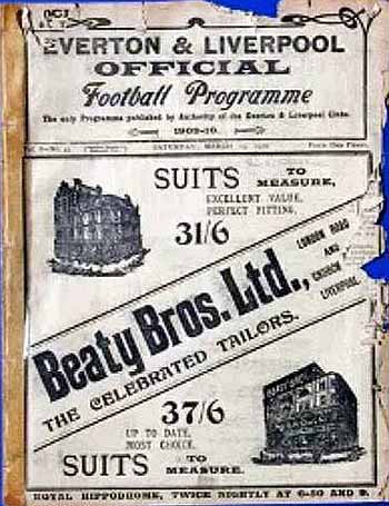 programme cover for Everton v Chelsea, 19th Mar 1910