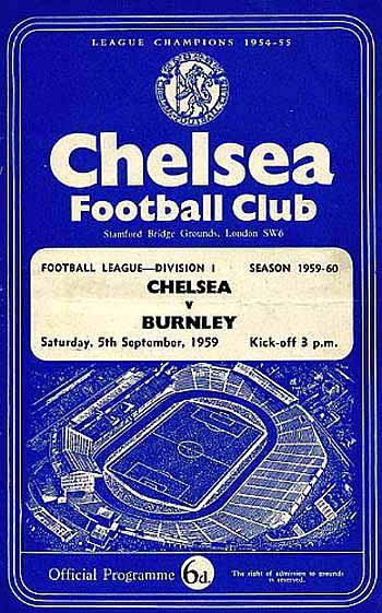 programme cover for Chelsea v Burnley, 5th Sep 1959