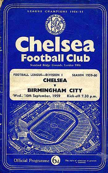 programme cover for Chelsea v Birmingham City, 16th Sep 1959