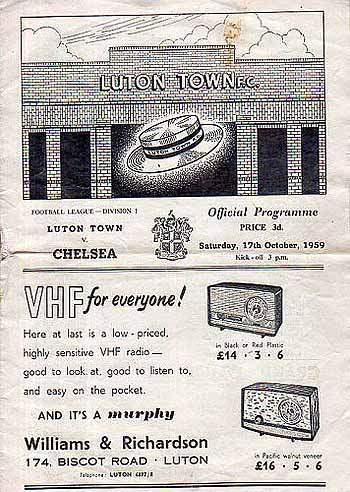 programme cover for Luton Town v Chelsea, 17th Oct 1959