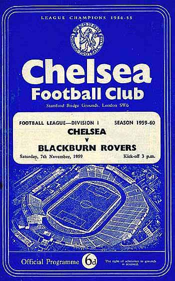 programme cover for Chelsea v Blackburn Rovers, 7th Nov 1959