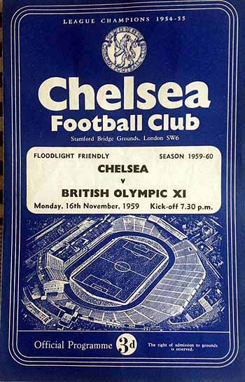 programme cover for Chelsea v British Olympic XI, 16th Nov 1959