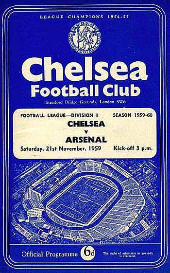 programme cover for Chelsea v Arsenal, 21st Nov 1959