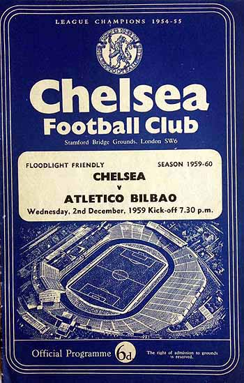 programme cover for Chelsea v Atlético Bilbao, 2nd Dec 1959