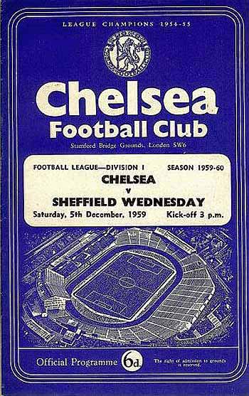 programme cover for Chelsea v Sheffield Wednesday, 5th Dec 1959