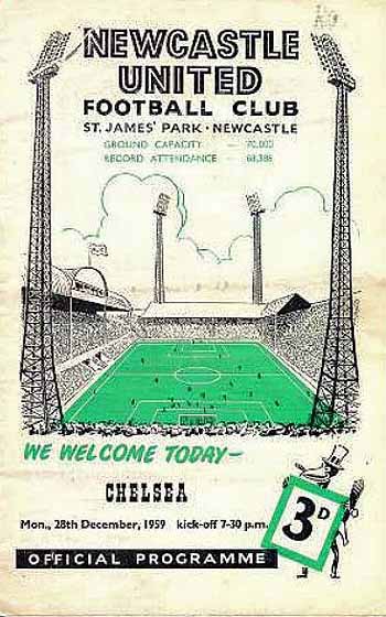 programme cover for Newcastle United v Chelsea, 28th Dec 1959