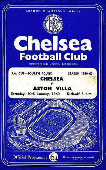 programme cover for Chelsea v Aston Villa, Saturday, 30th Jan 1960