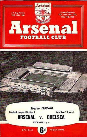 programme cover for Arsenal v Chelsea, 9th Apr 1960