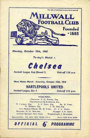 programme cover for Millwall v Chelsea, 10th Oct 1960