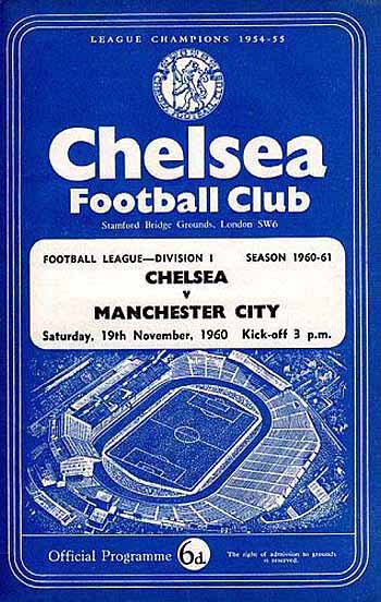 programme cover for Chelsea v Manchester City, Saturday, 19th Nov 1960