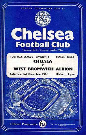 programme cover for Chelsea v West Bromwich Albion, Saturday, 3rd Dec 1960