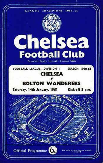 programme cover for Chelsea v Bolton Wanderers, 14th Jan 1961