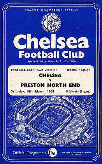 programme cover for Chelsea v Preston North End, Saturday, 18th Mar 1961