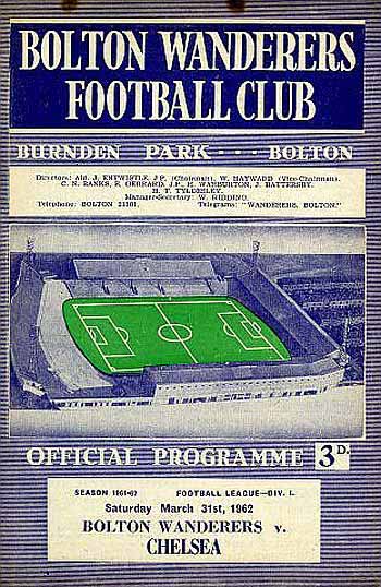 programme cover for Bolton Wanderers v Chelsea, 31st Mar 1962