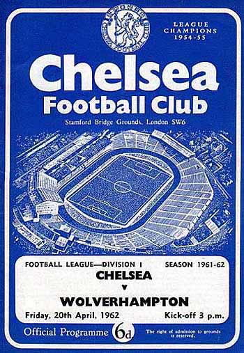 programme cover for Chelsea v Wolverhampton Wanderers, 20th Apr 1962