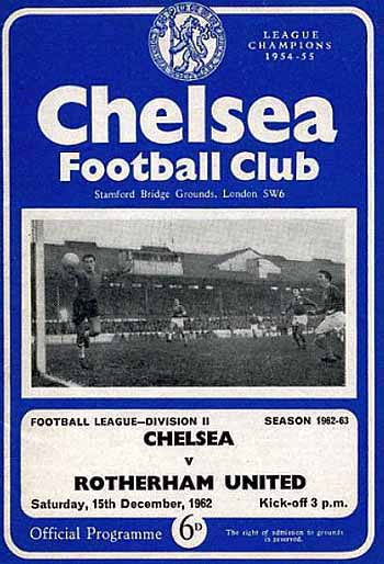 programme cover for Chelsea v Rotherham United, Saturday, 15th Dec 1962