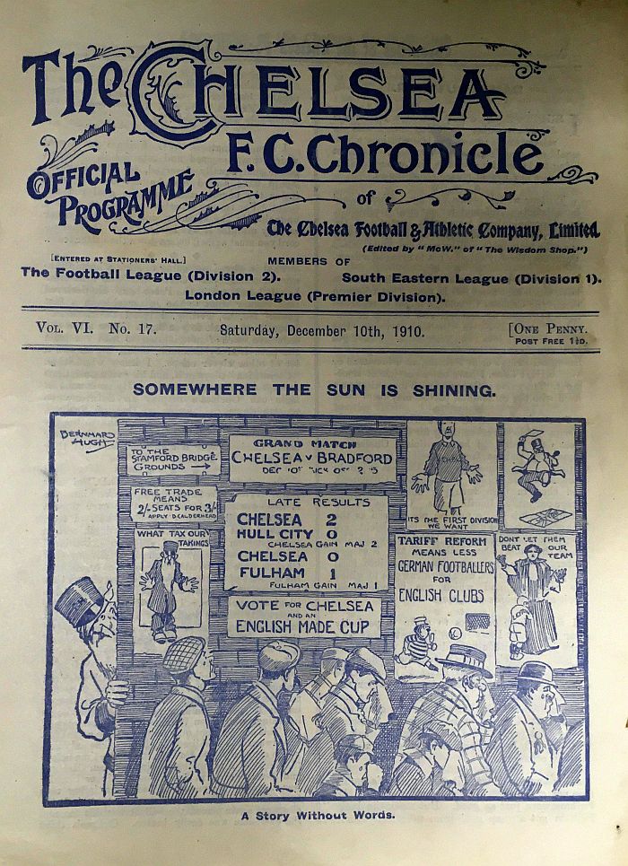 programme cover for Chelsea v Bradford Park Avenue, 10th Dec 1910