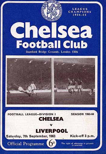 programme cover for Chelsea v Liverpool, Saturday, 7th Sep 1963