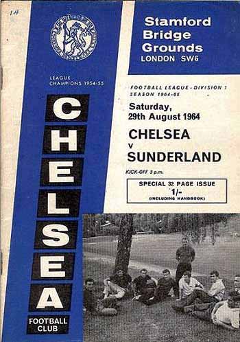 programme cover for Chelsea v Sunderland, Saturday, 29th Aug 1964