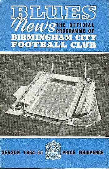 programme cover for Birmingham City v Chelsea, 23rd Sep 1964