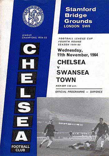 programme cover for Chelsea v Swansea Town, Wednesday, 11th Nov 1964