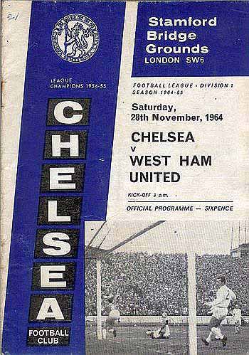 programme cover for Chelsea v West Ham United, Saturday, 28th Nov 1964