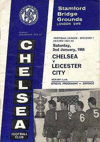 programme cover for Chelsea v Leicester City, Saturday, 2nd Jan 1965