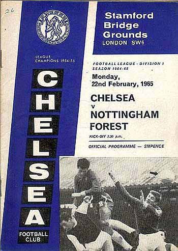 programme cover for Chelsea v Nottingham Forest, 22nd Feb 1965