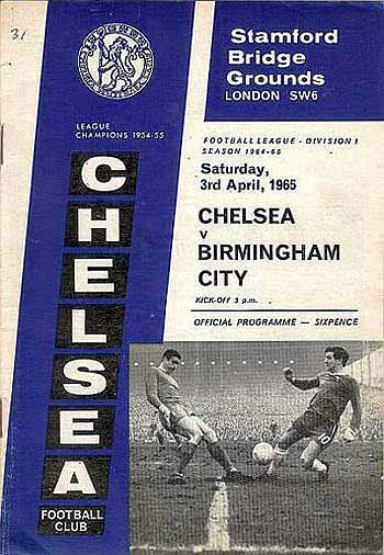 programme cover for Chelsea v Birmingham City, Saturday, 3rd Apr 1965
