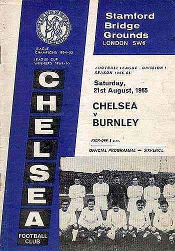 programme cover for Chelsea v Burnley, 21st Aug 1965