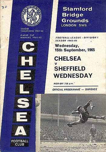 programme cover for Chelsea v Sheffield Wednesday, Wednesday, 15th Sep 1965