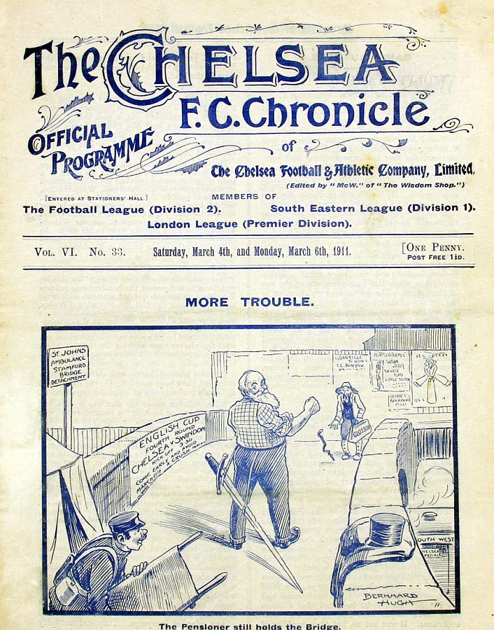 programme cover for Chelsea v Glossop, Monday, 6th Mar 1911