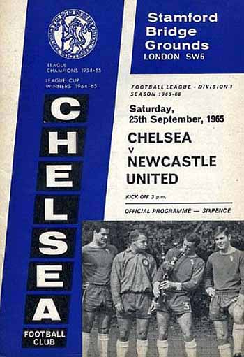 programme cover for Chelsea v Newcastle United, Saturday, 25th Sep 1965