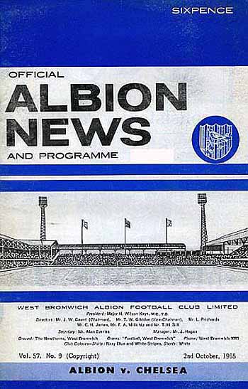 programme cover for West Bromwich Albion v Chelsea, Saturday, 2nd Oct 1965