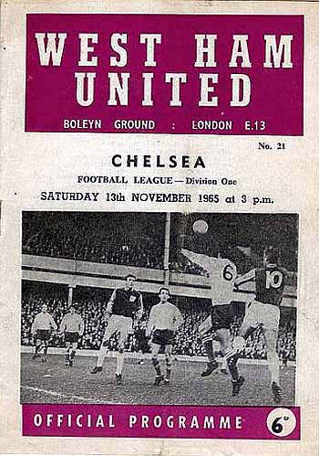 programme cover for West Ham United v Chelsea, Saturday, 13th Nov 1965