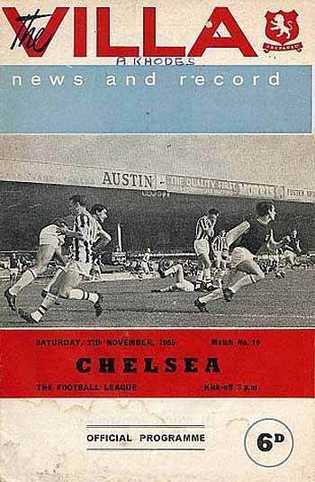 programme cover for Aston Villa v Chelsea, Saturday, 27th Nov 1965